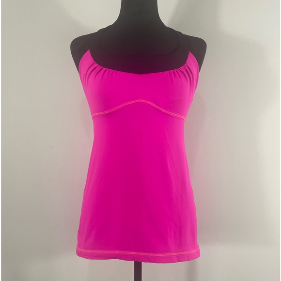 Lululemon Hot Pink, Black, Built in Bra, Tank Top, Small, work out, yoga, - Picture 5 of 14
